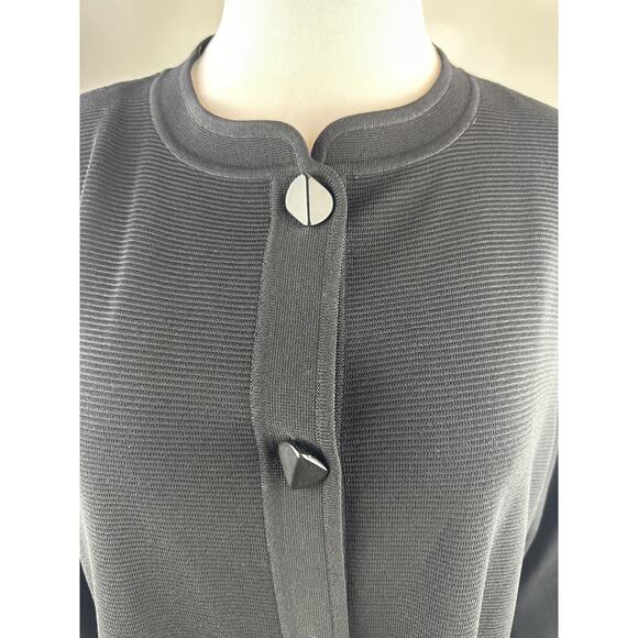 Exclusively Misook Long Ribbed Cardigan Black Duster Pockets Button Plus Size 3X - Picture 4 of 16